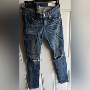 rag & bone Distressed Dark Blue Skinny Jeans